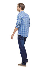Fototapeta premium Side view of going handsome man.