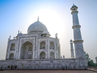 Fototapeta na wymiar 21 JUNE 2018, AGRA - INDIA. People visit Taj Mahal. UNESCO World Heritage Site, Agra, Uttar Pradesh, India, Asia