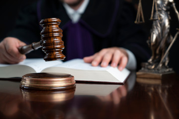 Judge during the trial with the gavel.