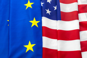 European union and american flag. Business and politics concept