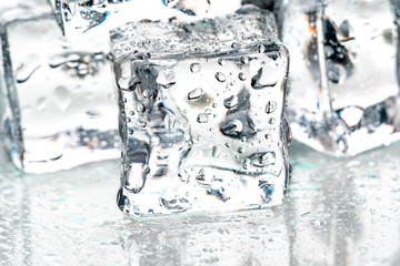 ice cubes on white background.