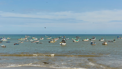 Part of the local Fishing Fleet of the Coastal Villages of Mancora and Talara on the North West Coast of Peru in South America.