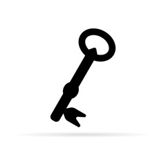 Retro key icon. Flat style isolated on white background. Key page symbol. Sign for web site. Vintage key logo, app, Ul. Vector illustration.