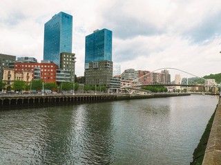 Fototapeta na wymiar Panorama of Bilbao, Basque Country Spain, streets, bridges, Museum