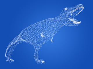 Tyrannosaurus dinosaurs  ,3d rendering wire frame