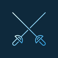 Crossed Rapiers vector colorful concept outline icon or sign on dark background