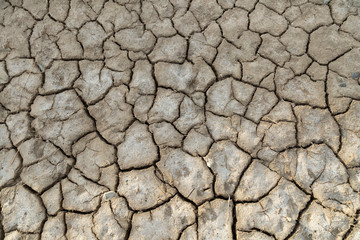 A dried out and cracked riverbed The effects of heat and drought on a riverbed leaving it dried out and cracked.