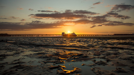 Gliding across the sands at sunset