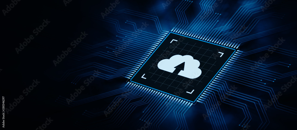 Poster cloud computing technology internet storage network concept