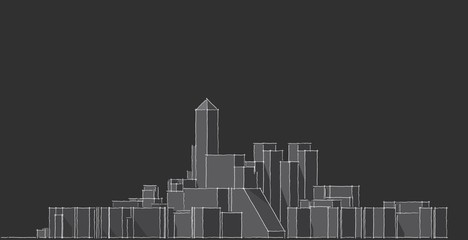 Modern architecture wireframe. Concept of urban wireframe. Wireframe building 3D illustration of architecture