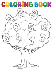 Cercles muraux Pour enfants Arbre de livre de coloriage avec le thème de nombres 1