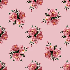  Naadloze patroon met aquarel roze bloemen, botanische bloemen textuur hand tekenen. Herhaal papier achtergrond perfect voor webdesign, behang, stof, achtergrond. © Larisa