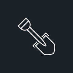 Shovel vector modern linear icon or logo element on dark background