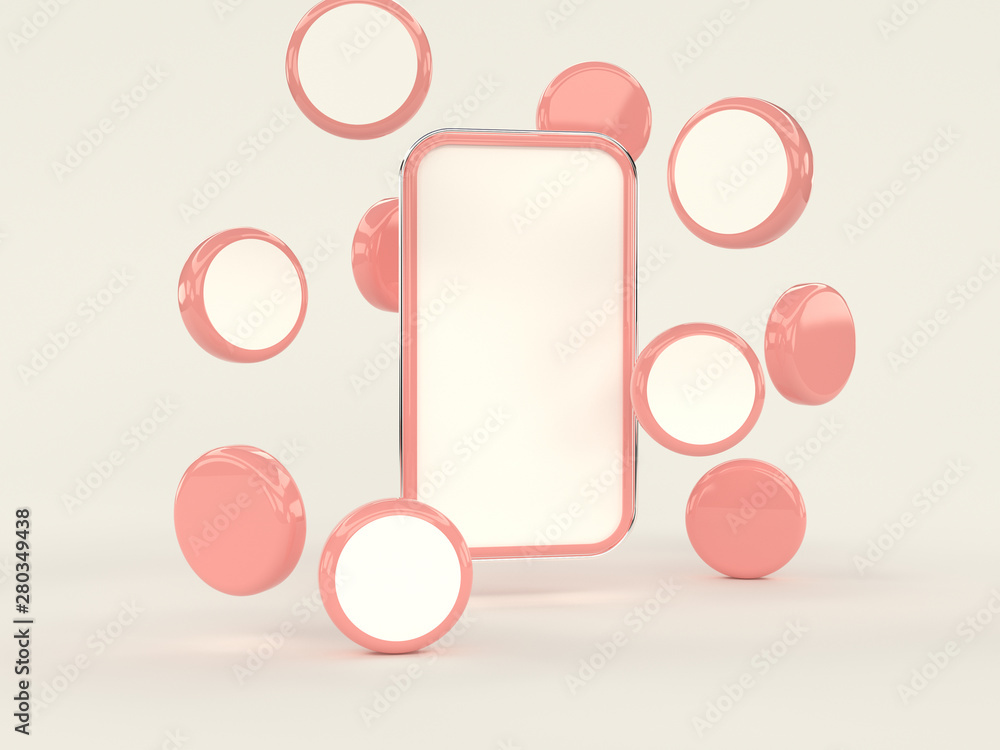 Aufkleber white scene blank frame 3d render icon web concept