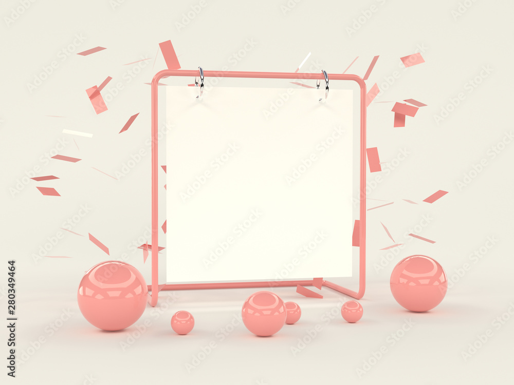 Poster white scene blank frame 3d render icon web concept