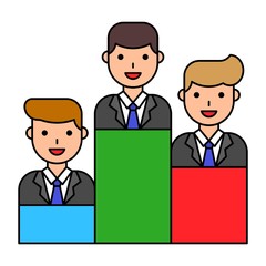 Bar chart with businessman vector, filled style editable outline icon