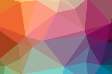 Illustration of abstract Blue, Orange, Yellow horizontal low poly background. Beautiful polygon design pattern.