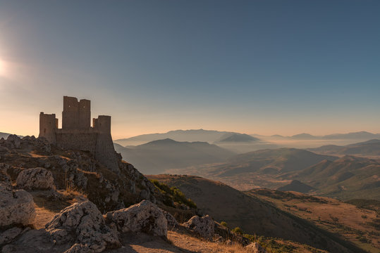 Rocca Calascio at sunrise, L'Aquila, Abruzzi, Italy