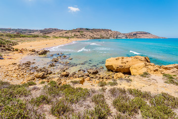 The Ramla beach, Gozo, site of the legendary cave of Calypso