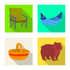 Vector illustration of cookout and wildlife logo. Set of cookout and rest vector icon for stock.