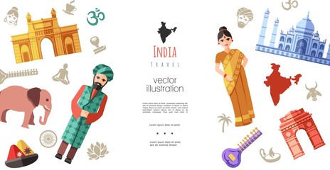 Flat India Travel Concept