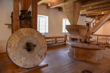 Indoor of an old watermill at Esrum in Denmark