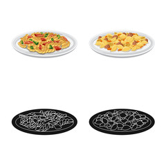 Vector illustration of pasta and carbohydrate sign. Set of pasta and macaroni stock vector illustration.