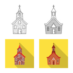 Vector illustration of cult and temple logo. Collection of cult and parish vector icon for stock.