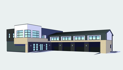 3d automobile repair shop. Architectural blueprint.