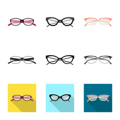 Vector design of glasses and frame sign. Set of glasses and accessory stock vector illustration.