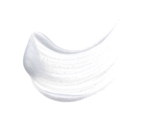 Pearly white smears and texture of face cream or acrylic paint isolated on white background