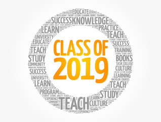 CLASS OF 2019 word cloud collage, education concept background