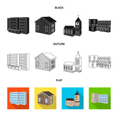 Fototapeta premium Vector design of facade and housing icon. Set of facade and infrastructure vector icon for stock.
