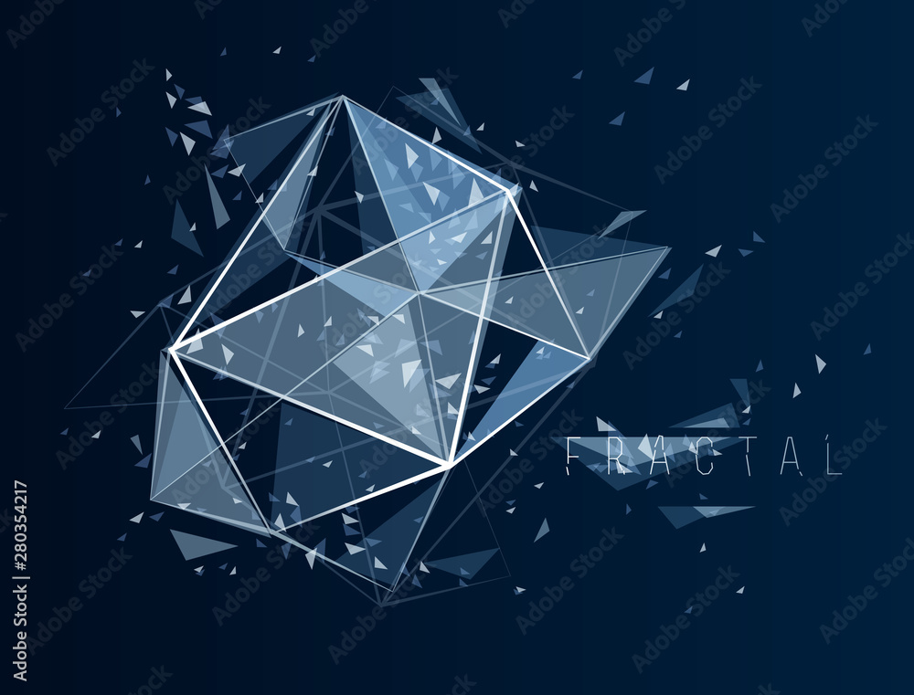 Aufkleber mesh object fractal design with connected lines vector abstract background, low poly polygonal eleme