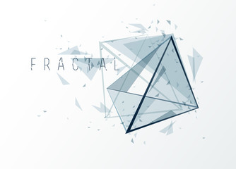 Mesh object fractal design with connected lines vector abstract background, low poly polygonal elements in 3D perspective, science and technology theme.
