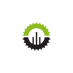Industrial company logo design vector template with gear icon
