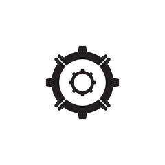 Industrial company logo design vector template with gear icon