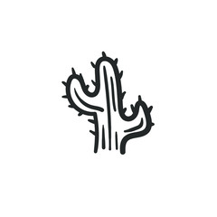 Hand drawn cactus. Simple vector icon