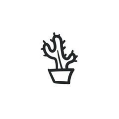 Hand drawn cactus. Simple vector icon