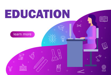 Landing page template of Online Education.