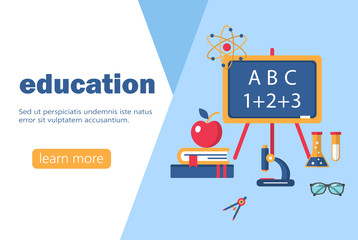 education and learning banner flat design template