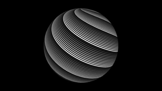 Motion background with rotating sphere with geometric shapes (full HD 1920x1080).