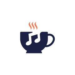 Coffee and Music Logo. Cup of Coffee with Music Note on it. - 280355041