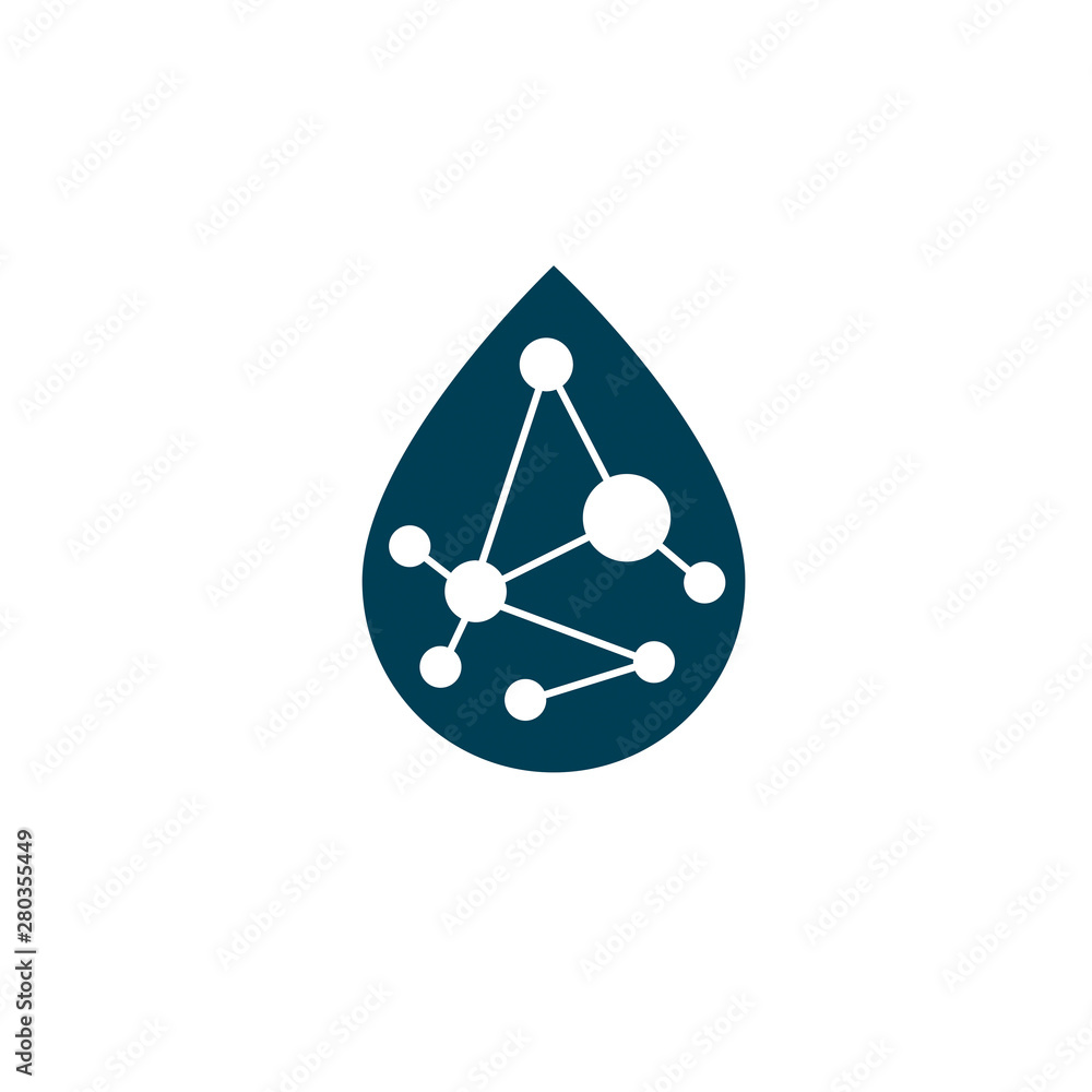 Poster vector model of molecule created with lines connected, mesh. molecular genetics conceptual illustrat
