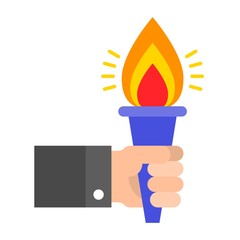 Hand with torch vector illustration, flat style icon