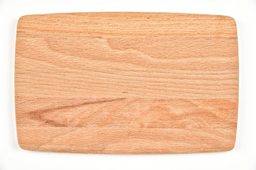 Wooden cutting board isolated on white background