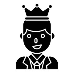 Businessman wearing a crown vector illustration, solid style icon