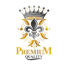 Fototapeta na wymiar Royal Crown emblem. Heraldic vector design element. Retro style label, heraldry logo. Ornate logotype isolated on white background.