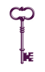 Vintage key vector logo or icon, beautiful antique turnkey illustration isolated.