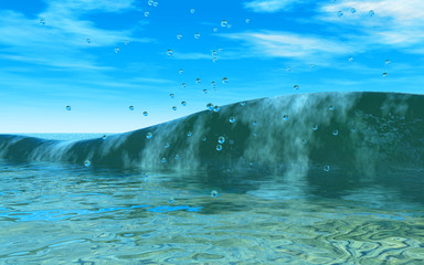 The sea and wave made in 3D Render